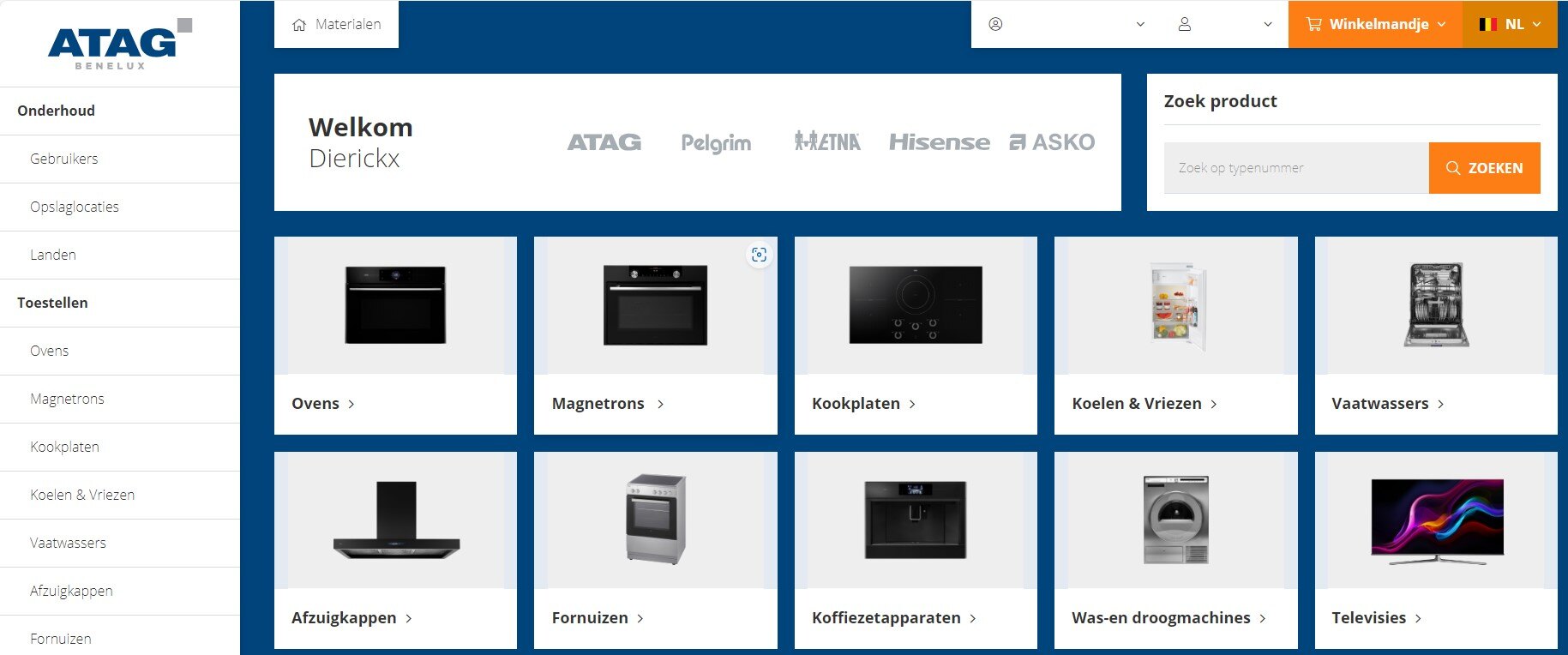Dealerportal ATAG Belux screenshot
